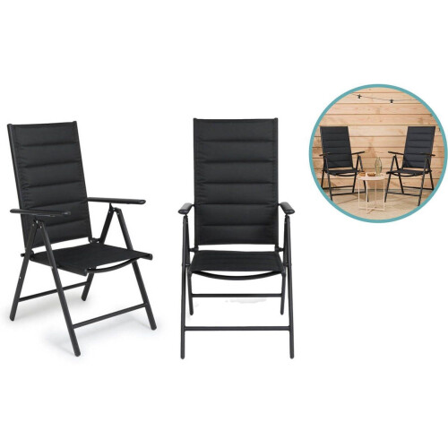 909 Outdoor 909 - Tuinstoelenset - Inklapbaar met zachte bekleding - Zwart (2 stuks) Tweedehands