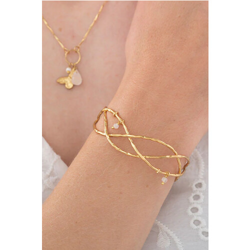 A Beautiful Story dames vegan Armband Golf Rozenkwarts Goud Tweedehands
