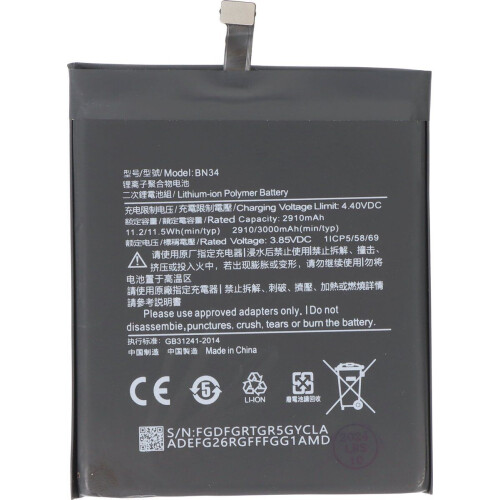 Accu geschikt voor Xiaomi Redmi 5A, Li-Polymer, 3.85V, 3000mAh, 11.55Wh, zonder gereedschap