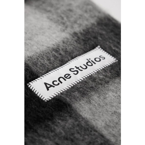 Acne Studios Vally Check Sjaal - Heren Sjaal - Jacquard-ruitpatroon - Zwart/Grijs Tweedehands
