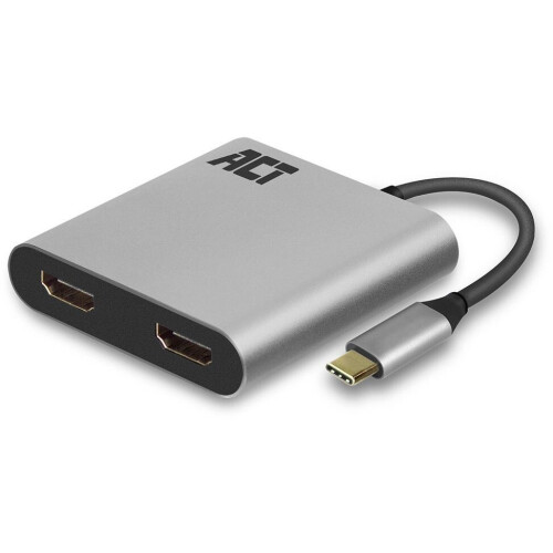 ACT AC7012 - USB-C naar HDMI Dual Monitor MST Hub - 4K @ 60Hz - Aluminium Grijs Tweedehands