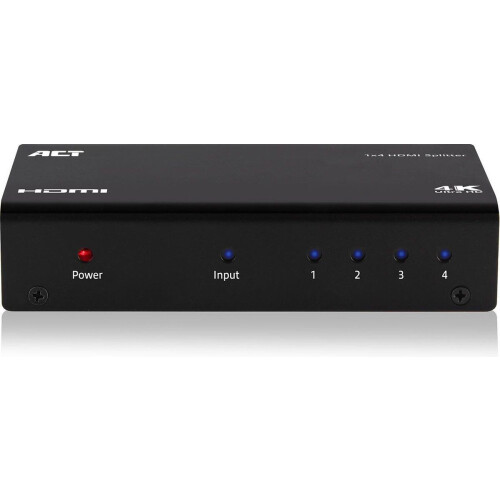 ACT AC7830 - HDMI Splitter 1x 4 - 4K 30Hz en 3D ondersteuning - Zwart Tweedehands