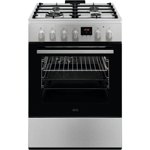 AEG CKB64414BM - Fornuis - Gas - 4 pitten - 57 liter oven - RVS/zwart - 60 cm