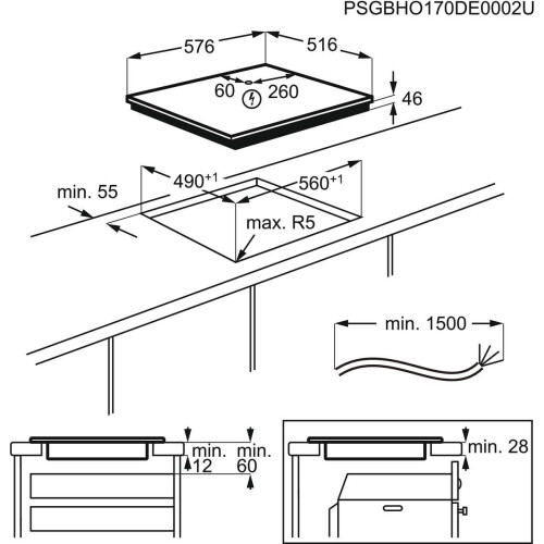AEG IAE64411XB - Inductie kookplaat - Kooksensor Hob2Hood - Zwart