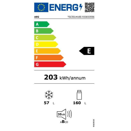 AEG TSC5S141ES - Inbouwkoelkast - Koel-vriescombinatie 160 l / 57 l - Energieklasse E - Afmetingen 144,1 x 54,9 x 54,9 cm Tweedehands
