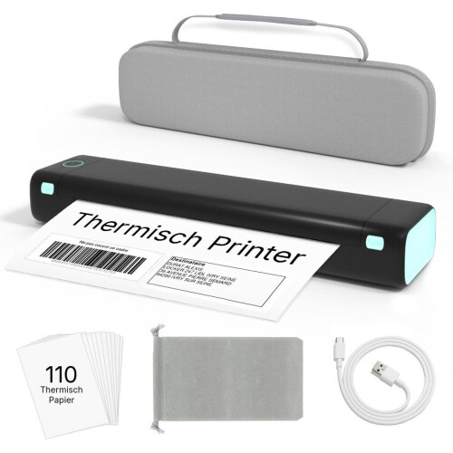 AgoDeo A4 Thermische Printer - Draagbare Bluetooth&USB Mini Printer - Inktloos Zwart-Wit - Incl. 110 vellen (10 tattoo transferpapieren) Tweedehands