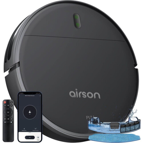 Airson Pro Clean - Robotstofzuiger met Dweilfunctie - 4000Pa zuigkracht - Dark Grey