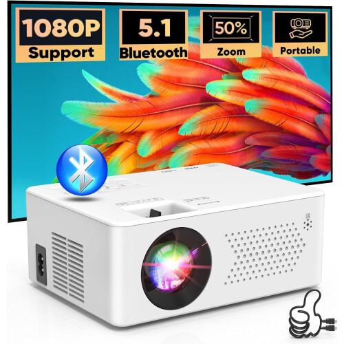 AK-80 Mini Beamer - 1080P Full HD, 6500 Lumen, Wit, Inclusief Projector Tas
