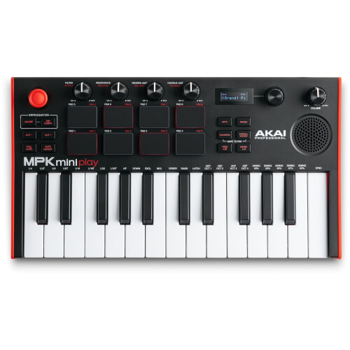 Akai MPK Mini Play Mk3 - MIDI keyboard - 25 Toetsen Gen 2 MPK - Rood Zwart Tweedehands