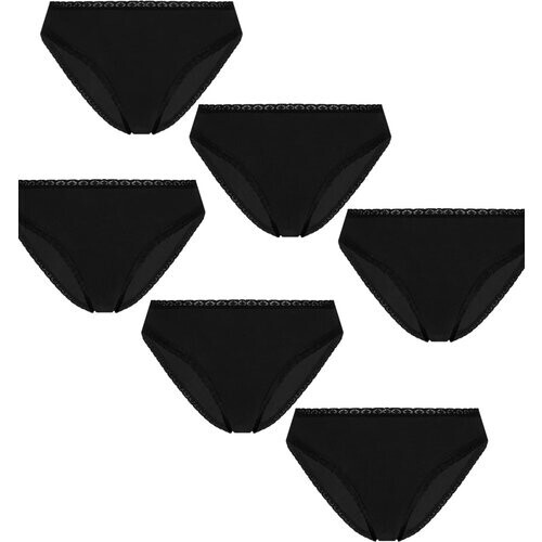 Albero Natur dames vegan Slips Multipack 6x Met Kant Zwart Tweedehands