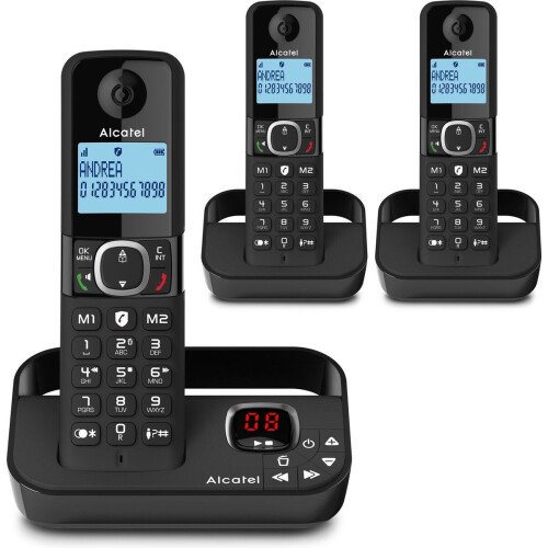 Alcatel F860 Trio set DECT huistelefoon - Antwoordapparaat - Nummerweergave en blokkering ongewenste bellers (3 handsets) Tweedehands