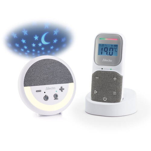 Alecto DBX150 - DECT Audio Babyfoon - Projector Nachtlampje Slaapliedjes - Wit Grijs