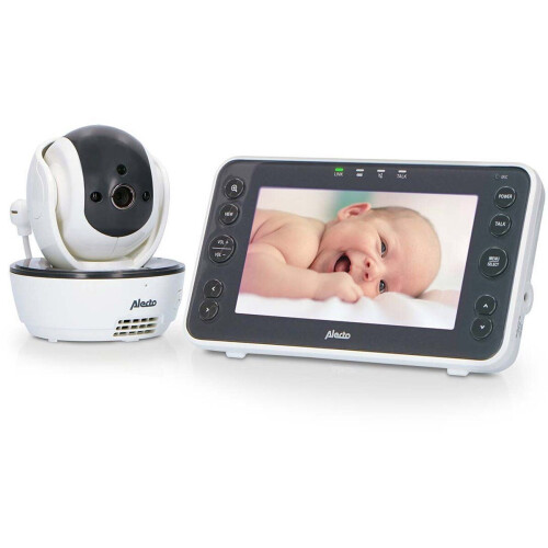 Alecto DVM200XL - Babyfoon met Camera - Groot 5"Kleurenscherm - Op afstand Beweegbaar - Wit