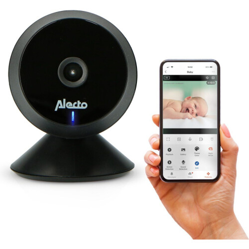 Alecto SMARTBABY5BK - Wifi Babyfoon met Camera - Full HD - Melding bij beweging en geluid - Zwart