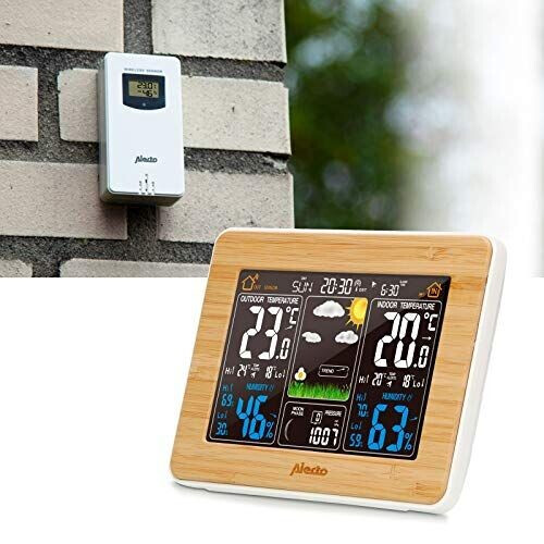 Alecto WS-1560 - Weerstation met draadloze buitensensor, bamboe Tweedehands
