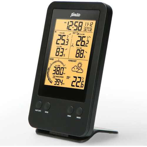 Alecto WS-3400 - Weerstation - Draadloze buitensensor Windsnelheidsmeter - Amber achtergrondverlichting Tweedehands