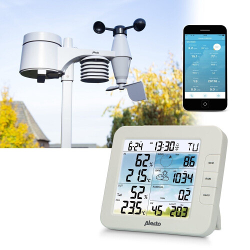 Alecto WS5400 - Professioneel WiFi Weerstation - 8-in-1 met Buitensensor - Kleurendisplay