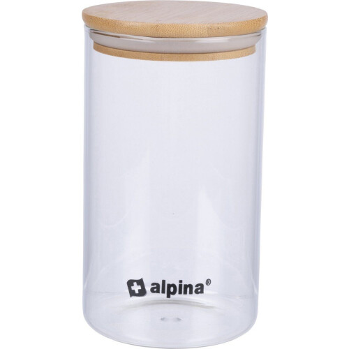 alpina Voorraadpot 900ML - Glazen Pot met Deksel - Bewaarpot van Borosilicaatglas/Bamboe