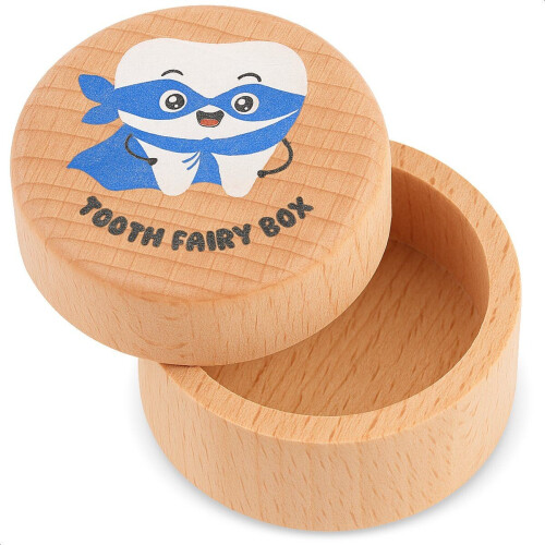 Alyze Tandendoosje - Melktanden bewaardoosje - Houten logboek voor jongens en meisjes - 5 x 3.6 cm