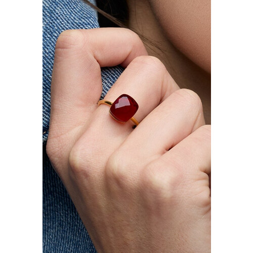 Amadeus dames vegan Ring Sophia Rode Granaat Goud Tweedehands