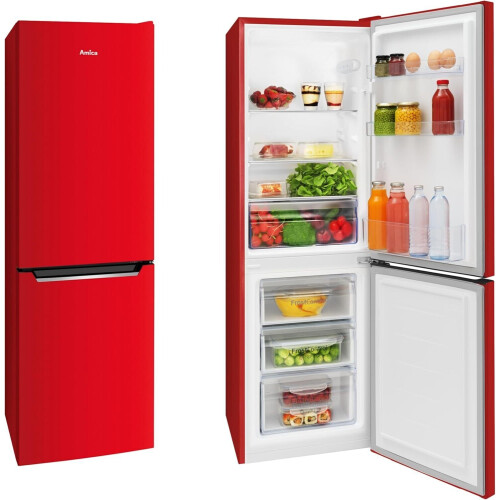 Amica Akg3840r - Koelvriescombinatie - 144 Cm - 211l - No Frost - Rood | Nieuw (outlet)