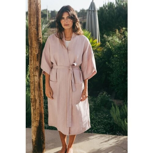 AmourLinen dames vegan Badjas Midnight Oudroze Tweedehands