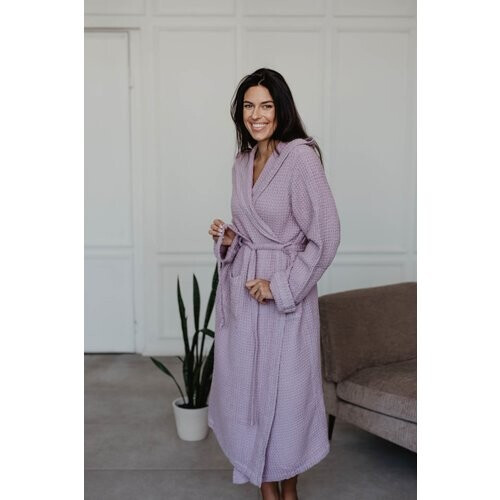AmourLinen dames vegan Badjas Wafellinnen Snuggle Stoffige Lavendel Tweedehands