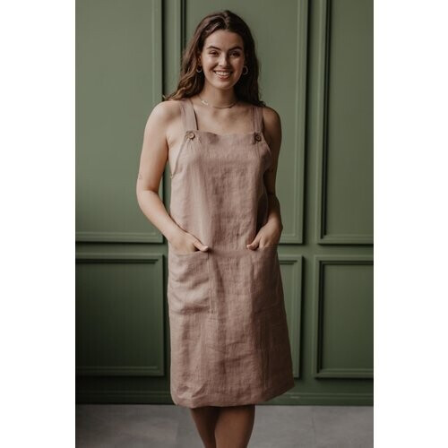 AmourLinen dames vegan Jurkschort Jade Rosy Brown Tweedehands