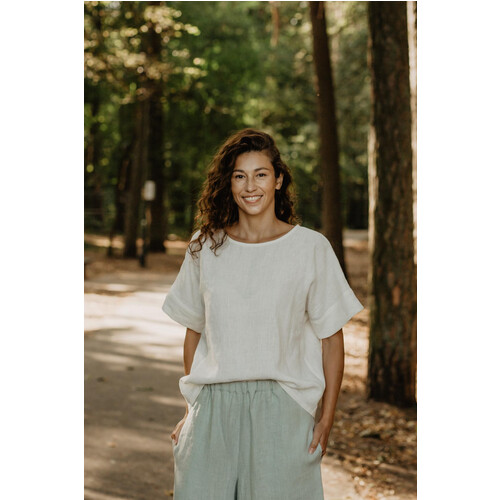 AmourLinen dames vegan Linnen Top Porto Geruit Tweedehands