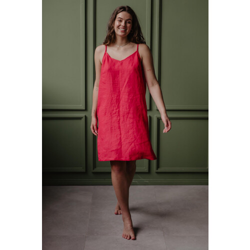 AmourLinen dames vegan Onderjurk Zoe Viva Magenta Rood Tweedehands