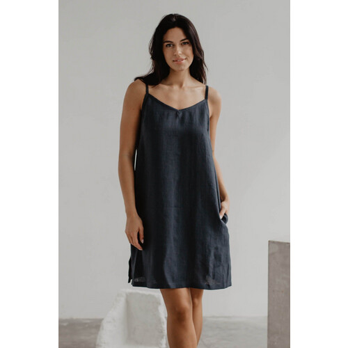 AmourLinen dames vegan Slipdress Zoe Antraciet Tweedehands