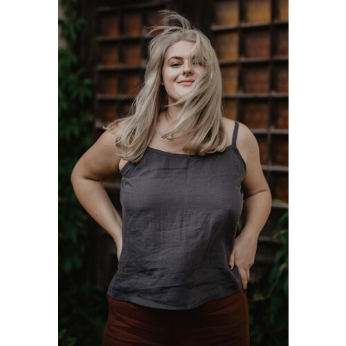 AmourLinen dames vegan Top Hilo Antracietgrijs Tweedehands