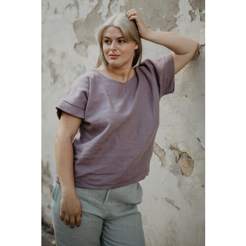 AmourLinen dames vegan Top Oversized Porto Dusty Lavendel Paars Tweedehands