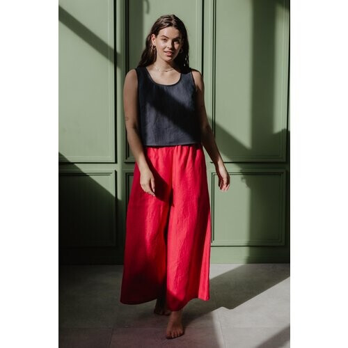 AmourLinen dames vegan Wijde Broek Isabella Viva Magenta Rood Tweedehands