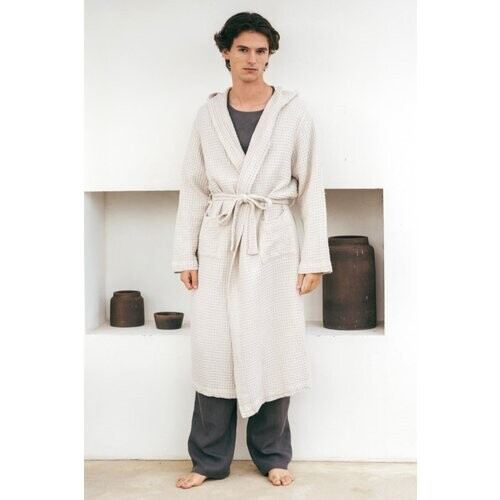 AmourLinen mannen vegan Badjas Waffle Crème Tweedehands