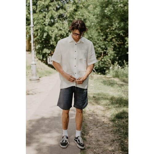 AmourLinen mannen vegan Klassieke Linnen Short Hermes Charcoal Tweedehands