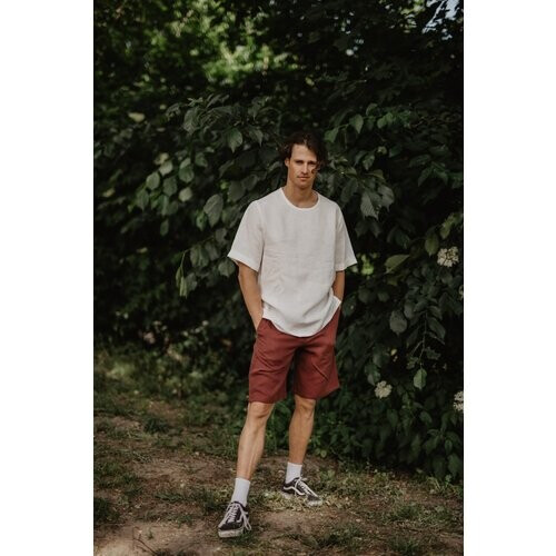 AmourLinen mannen vegan Klassieke Linnen Short Hermes Wit Tweedehands