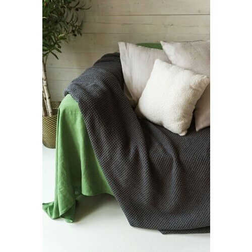 AmourLinen unisex vegan Deken Waffle Antraciet Tweedehands