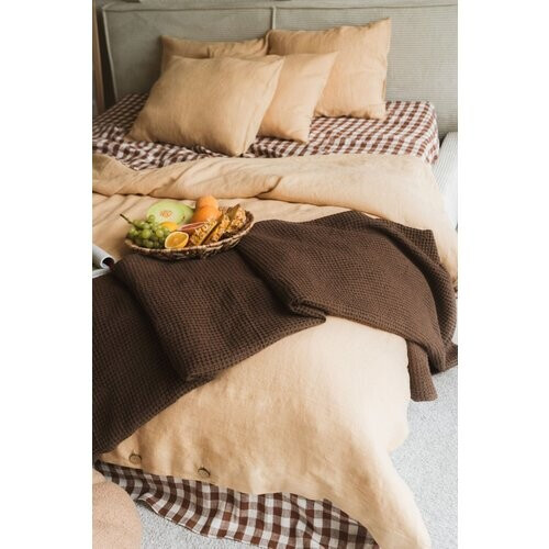AmourLinen unisex vegan Deken Waffle Mokkabruin