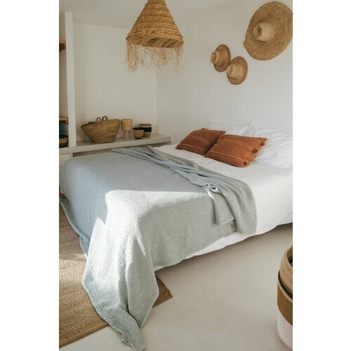 AmourLinen unisex vegan Deken Waffle Saliegroen Tweedehands