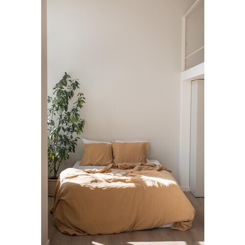 AmourLinen unisex vegan Linnen Dekbedovertrek Mosterd Tweedehands