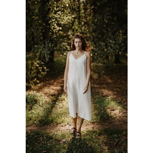 AmourLinen unisex vegan Linnen Lange Jurk Jakarta Gestreept Tweedehands