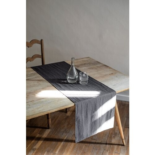 AmourLinen unisex vegan Linnen Tafelloper In Antracietgrijs Tweedehands