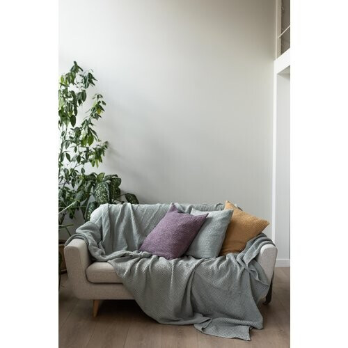 AmourLinen unisex vegan Linnen Wafel Bedsprei Saliegroen Tweedehands