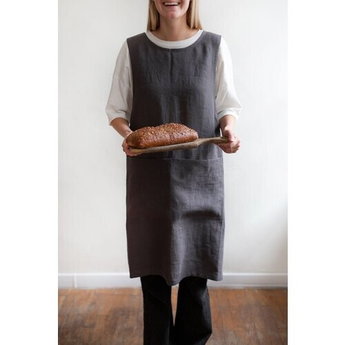 AmourLinen unisex vegan Schort Overgooier Antracietgrijs Tweedehands