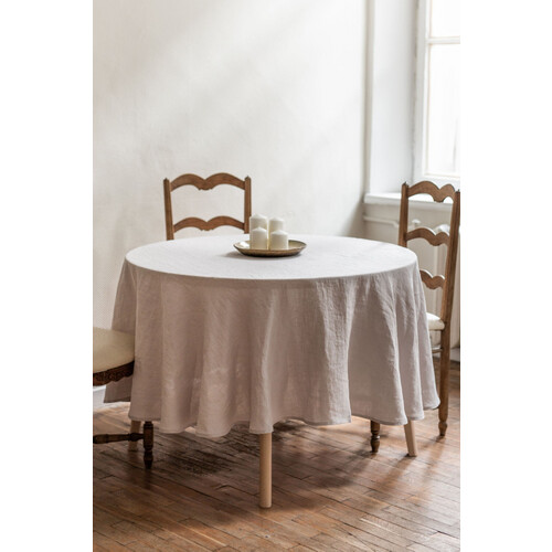 AmourLinen unisex vegan Tafelkleed Rond Creme Tweedehands