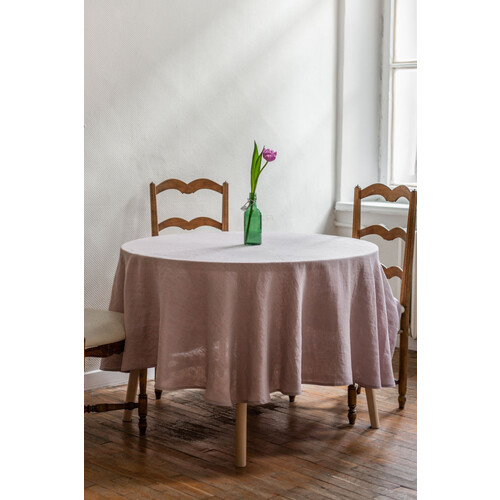 AmourLinen unisex vegan Tafelkleed Rond Dusty Rose Tweedehands