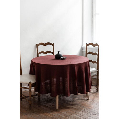 AmourLinen unisex vegan Tafelkleed Rond Terracotta Rood Tweedehands