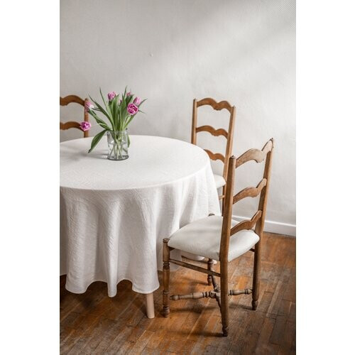 AmourLinen unisex vegan Tafelkleed Rond Wit Tweedehands