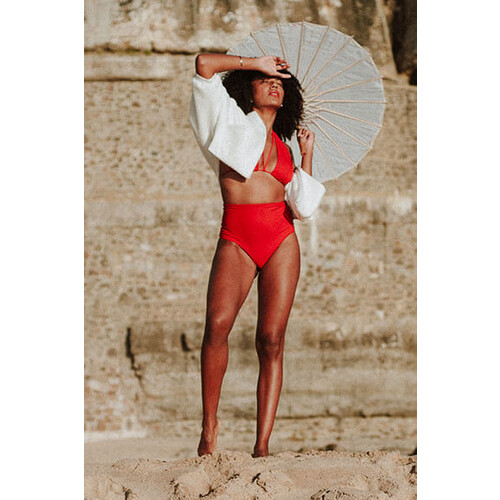 Anekdot dames vegan Bikinibroekje Core High Geranium Rood Tweedehands